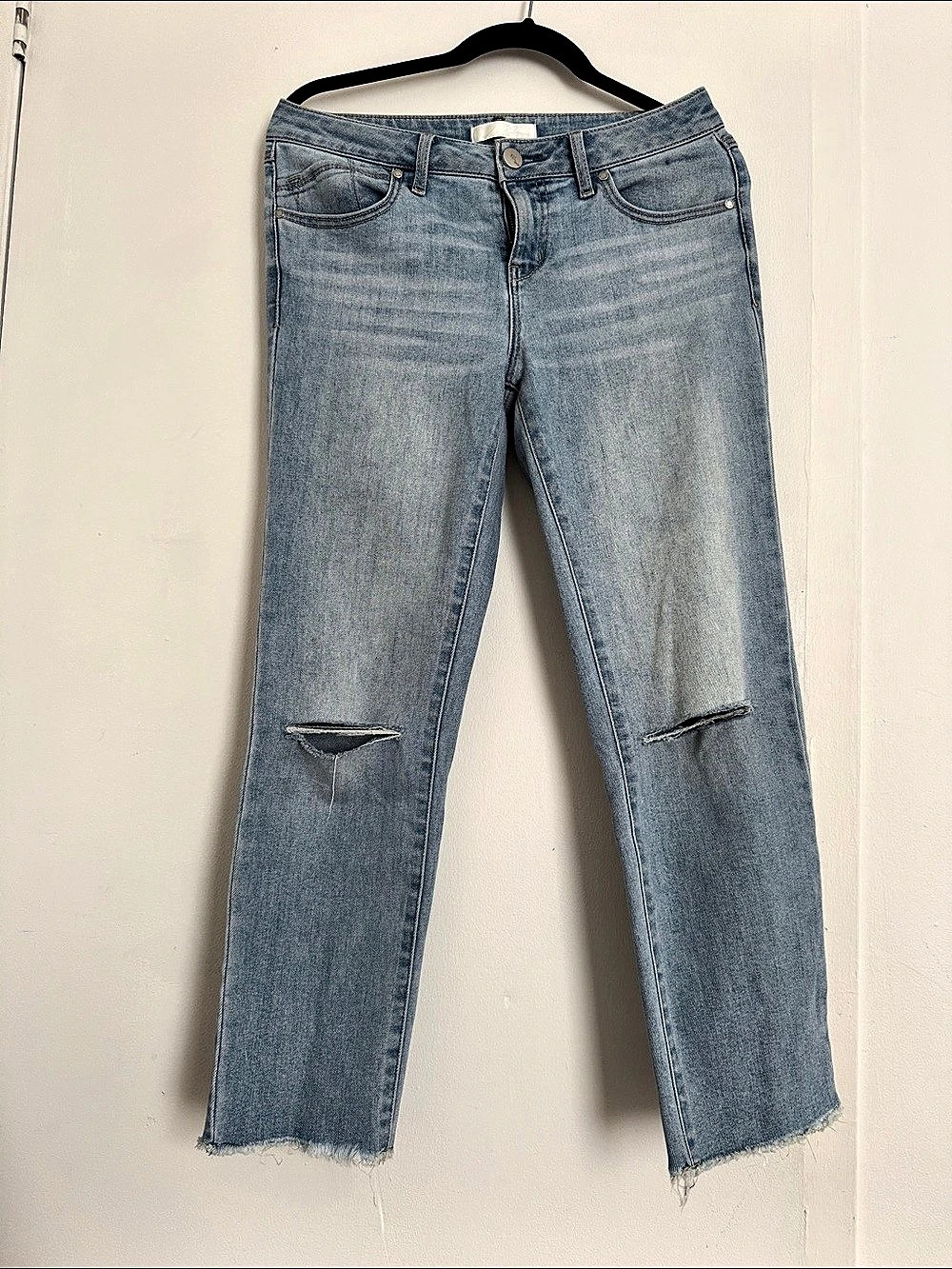 1822 Denim High Rise Straight Leg Jeans With Knee Slits - Size 4
